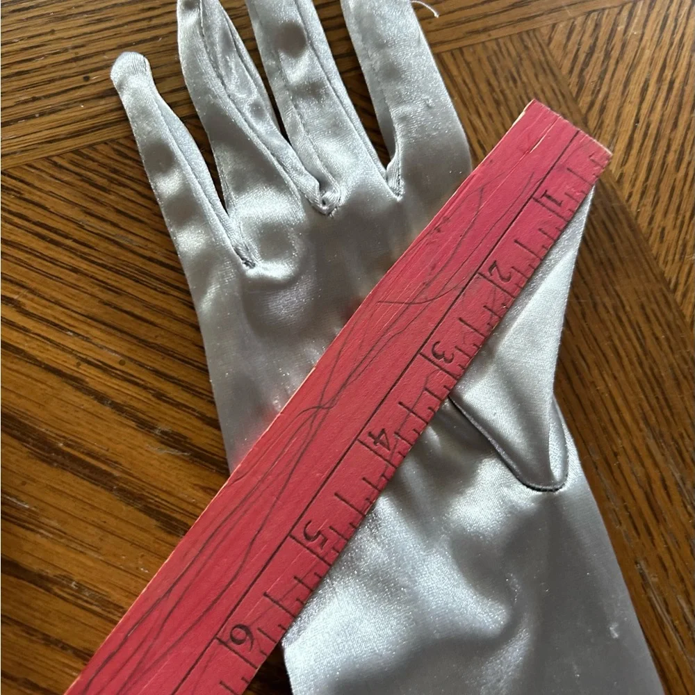 Satiny Silver Opera Gloves